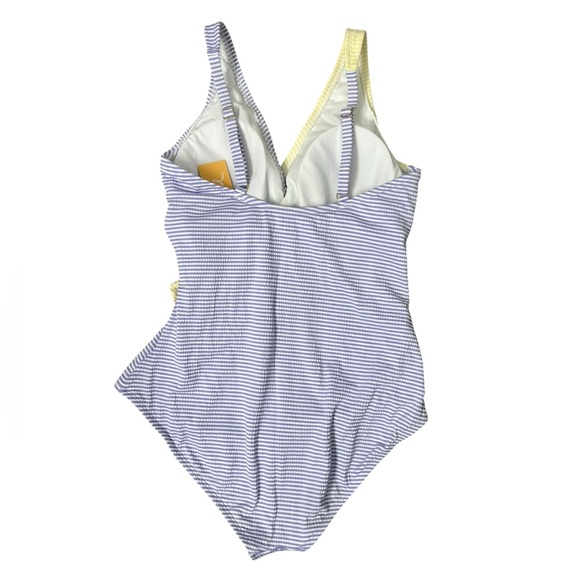 Kona Sol Yellow and Blue Striped One Piece Swimsuit - Picture 10 of 11